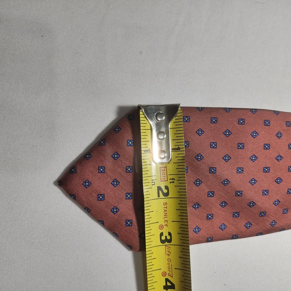 Etienne Aigner Mens Silk Tie Rust Geometric Diamond Pattern Professional Formal